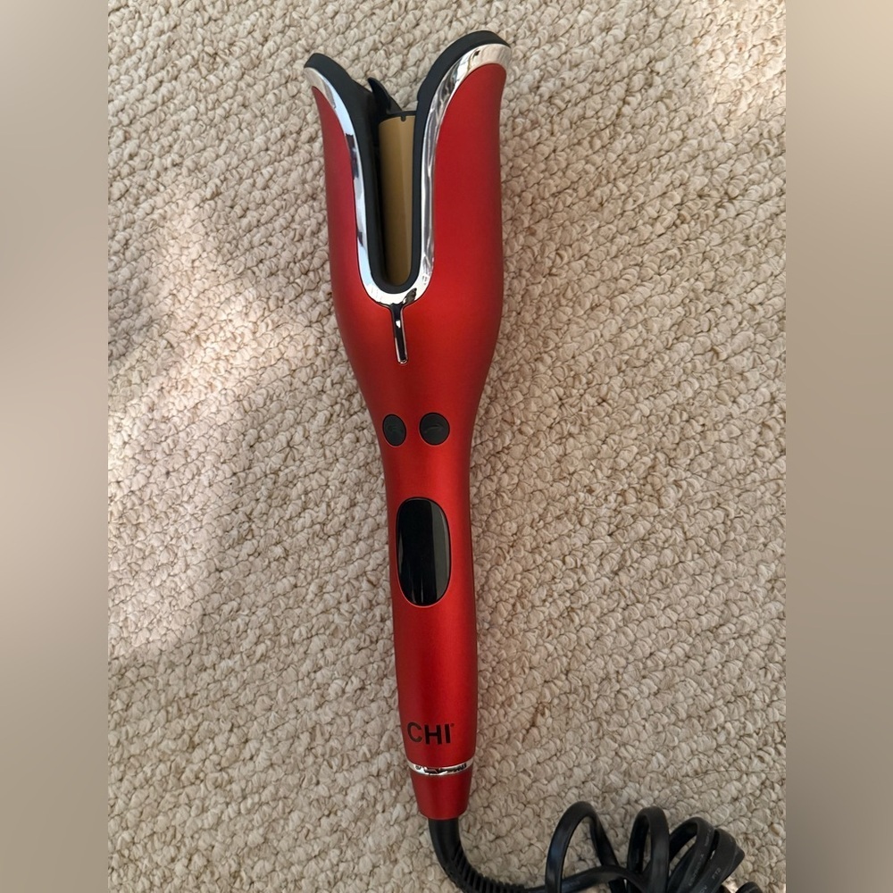 Chi Spin N Curl 1” Ceramic Rotating  Curling Iron-ruby red - Picture 3 of 6